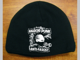 Anarcho Punk - Antifascist  - čierna pletená čiapka s tlačeným logom, stredne hrubá vo vnútri naviac zateplená, univerzálna veľkosť, materiálové zloženie 100% akryl
